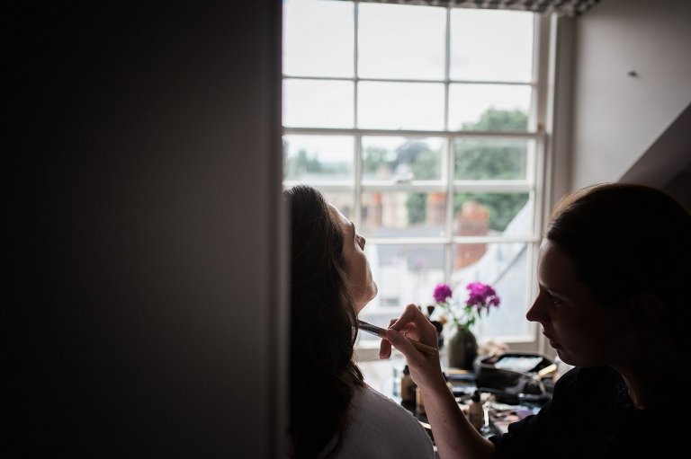 bride in window light
