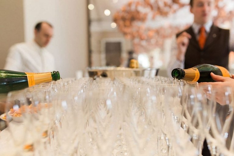 pouring champagne at Coworth Park
