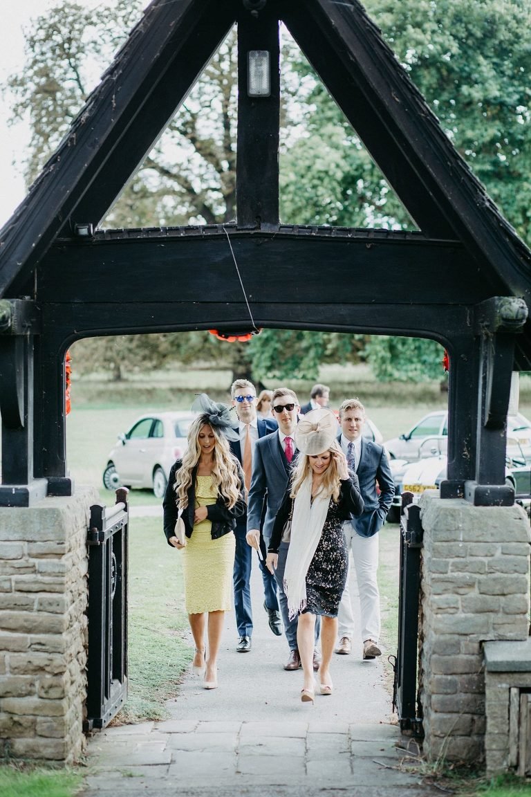 guests arriving at St edmunds church Holme Pierrepont Hall